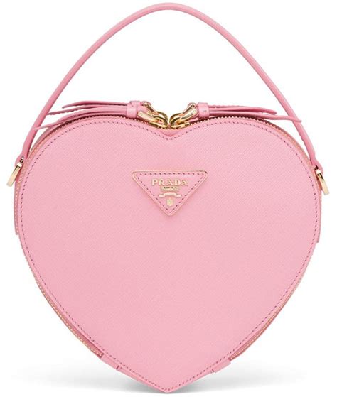 pink heart shaped bag prada